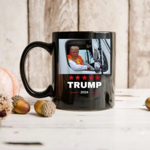 Donald Trump Rides In Garbage Truck Mug