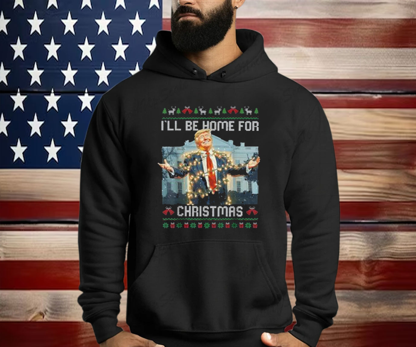 I'll Be Home For Christmas Ugly Sweaters Santa Trump Xmas Shirt