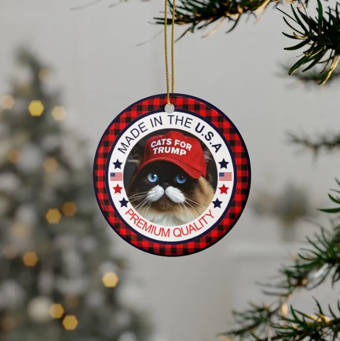 MAGA Cats for Trump Ceramic Christmas Ornament