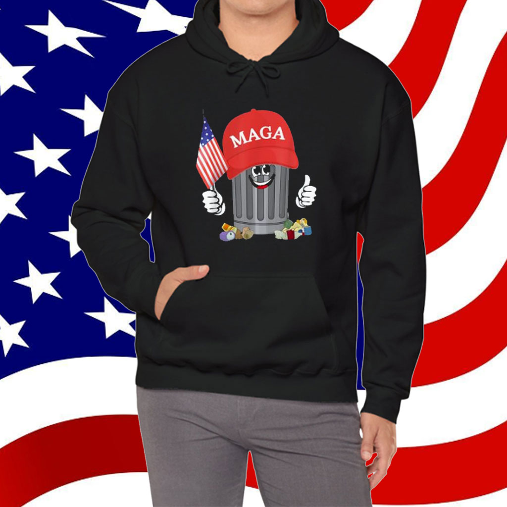Proud MAGA Garbage Trump Supporter Trash Can Cartoon Funny T-Shirt