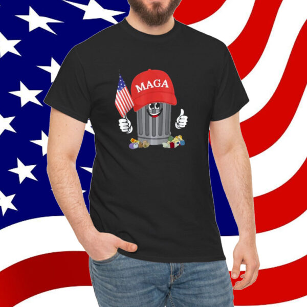 Proud MAGA Garbage Trump Supporter Trash Can Cartoon Funny T-Shirt