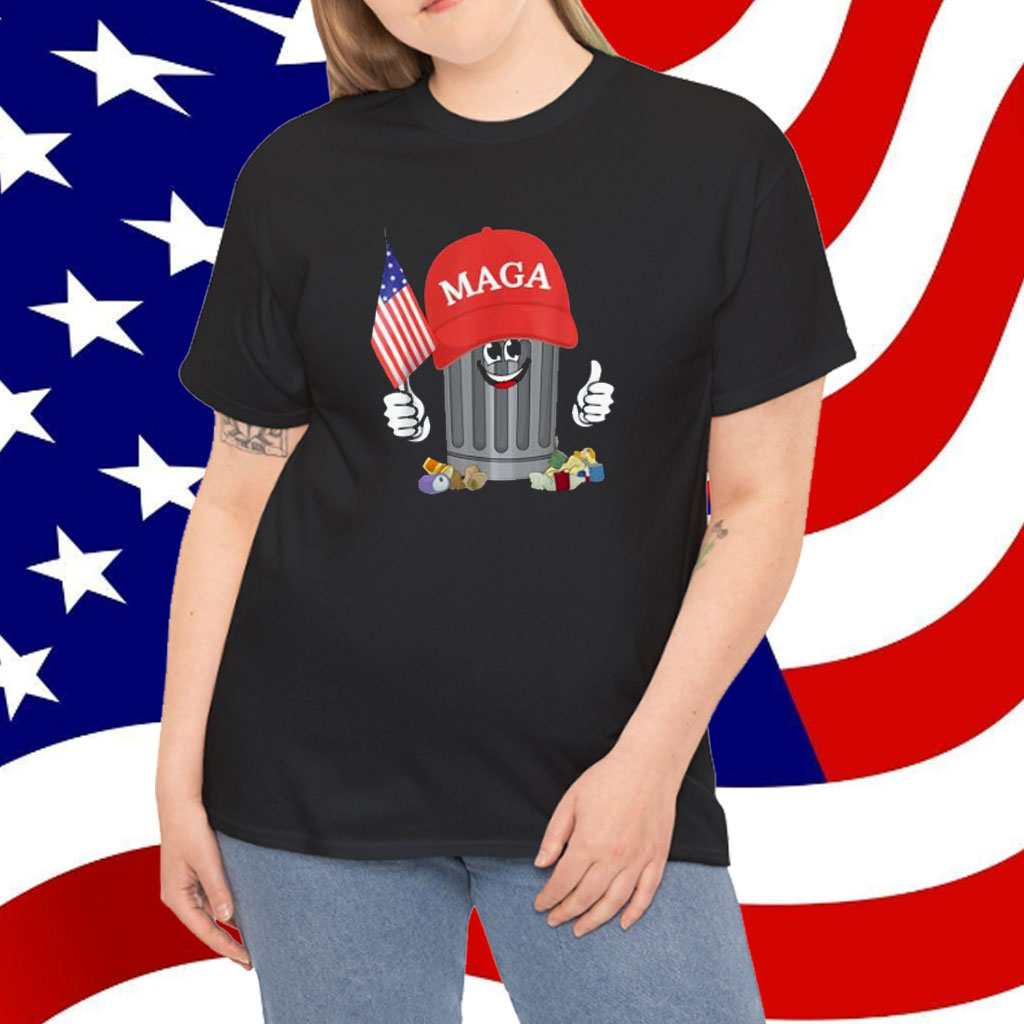 Proud MAGA Garbage Trump Supporter Trash Can Cartoon Funny T-Shirt