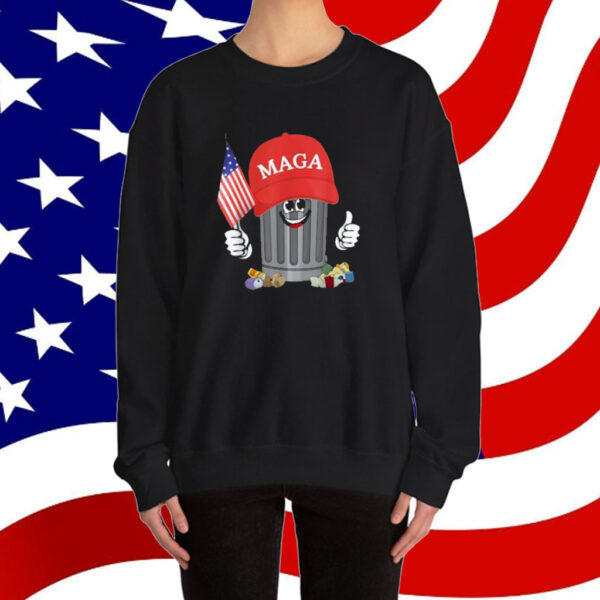 Proud MAGA Garbage Trump Supporter Trash Can Cartoon Funny T-Shirt