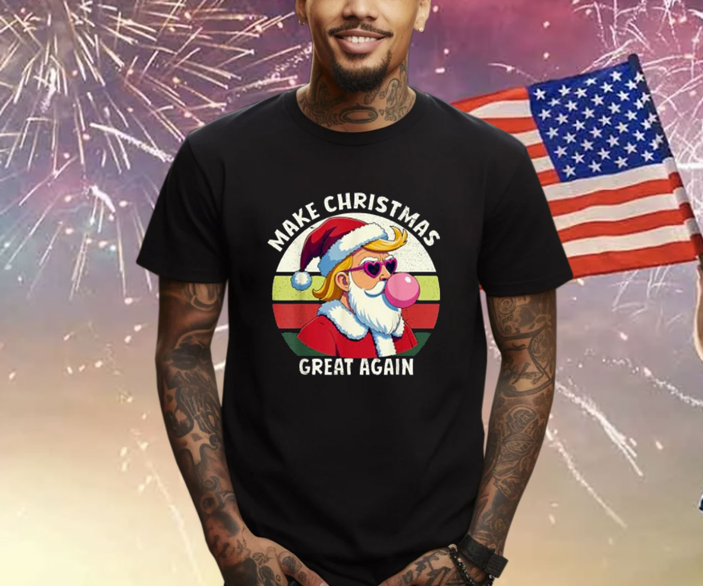Santa Hat Trump Make Christmas Great Again Bubble Gum Pink T-Shirt