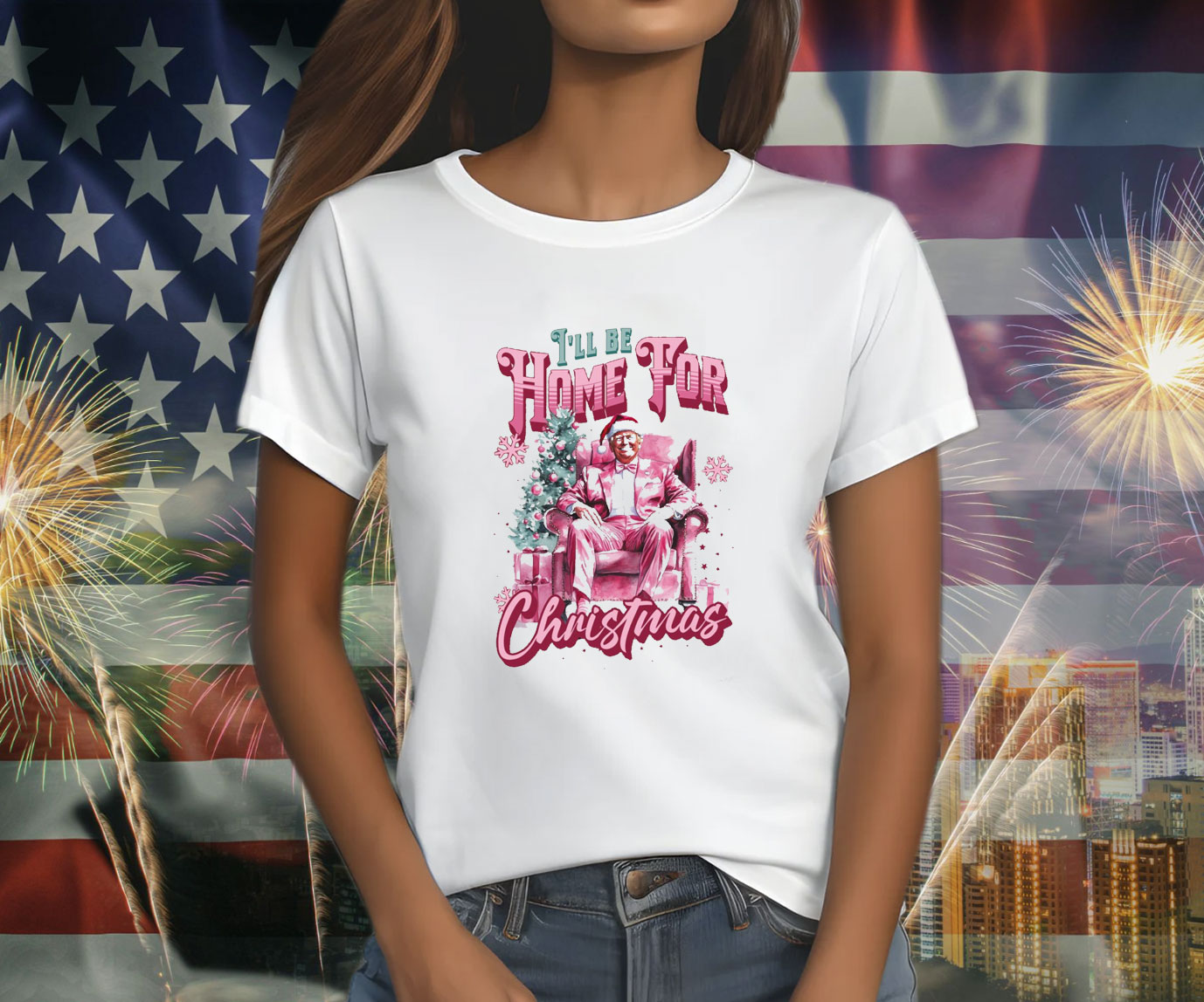 Trump I'll Be Home for Christmas - Humorous Trump Christmas T-Shirt