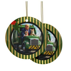 Trump supporters Garbage Truck MAGA Ceramic Christmas Ornament
