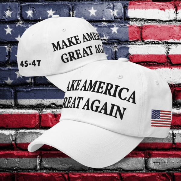 White Trump Maga 45-47 Hat