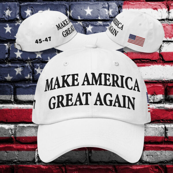 White Trump Maga 45-47 Hat