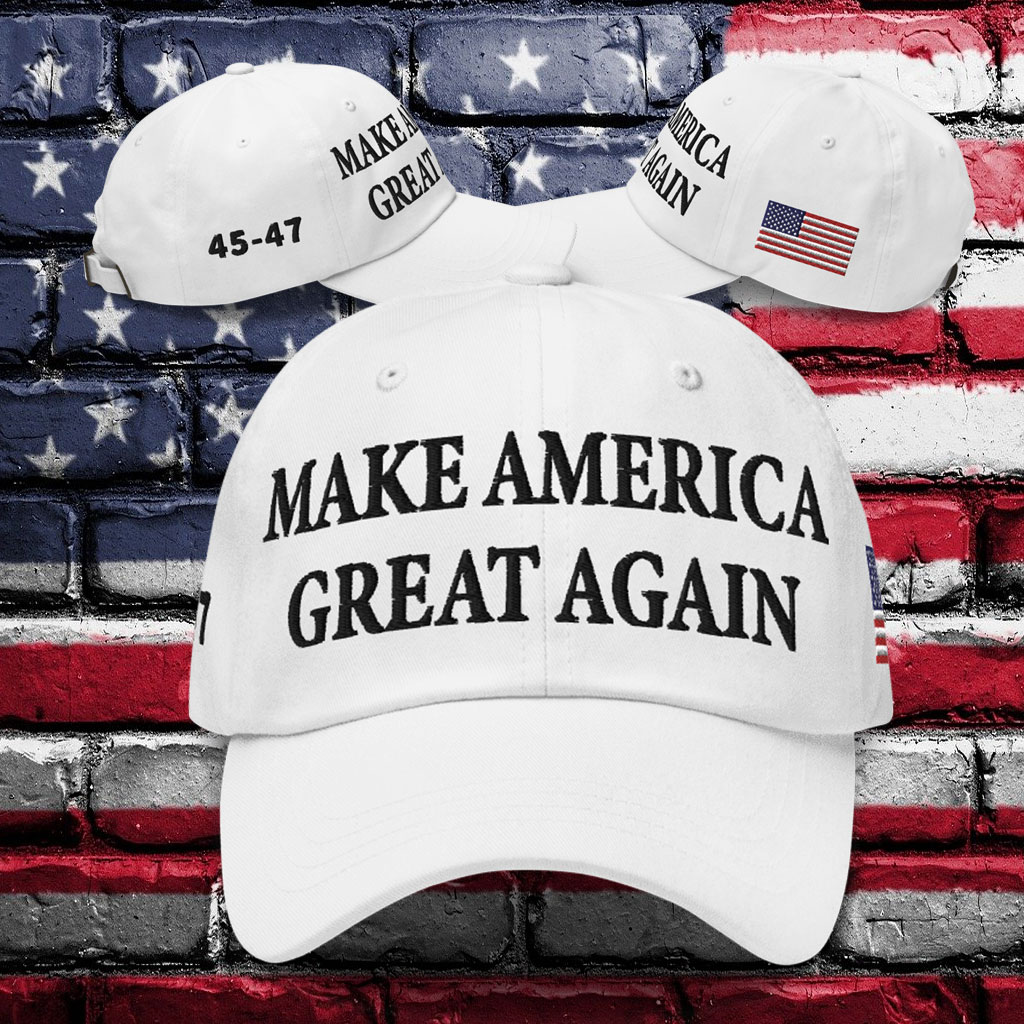 White Trump Maga 45-47 Hat