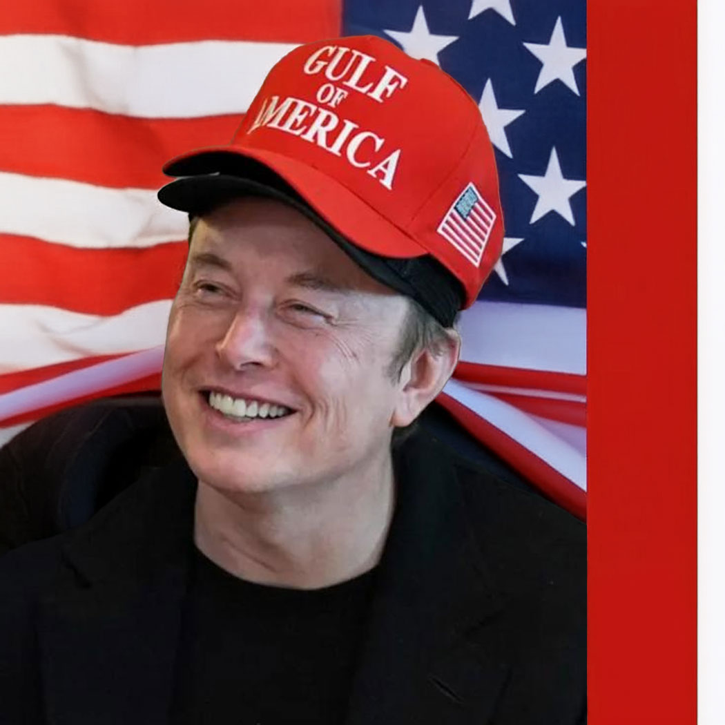 Musk wore a red “Gulf of America” hat