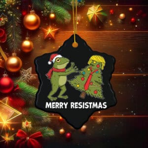 Merry Resistmas Funny Political Frog Ornament