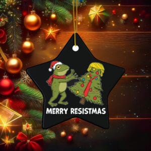 Merry Resistmas Funny Political Frog Ornament