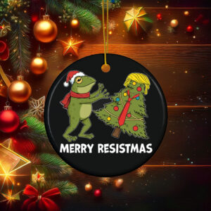 Merry Resistmas Funny Political Frog Ornament