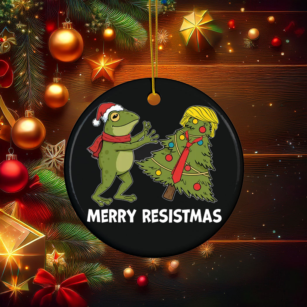 Merry Resistmas Funny Political Frog Ornament Merry Resistmas Funny Political Frog Ornament