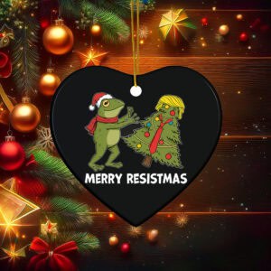 Merry Resistmas Funny Political Frog Ornament