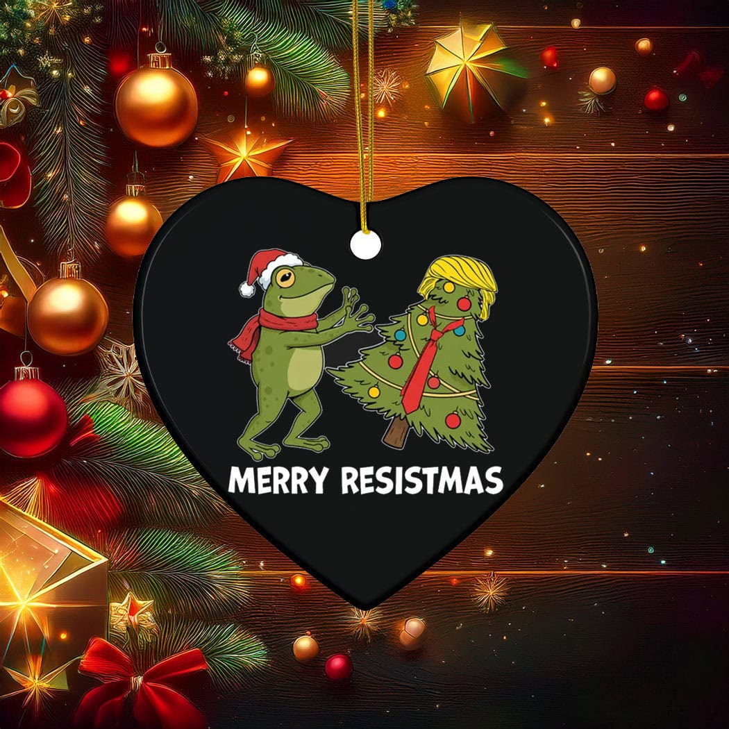 Merry Resistmas Funny Political Frog Ornament Merry Resistmas Funny Political Frog Ornament