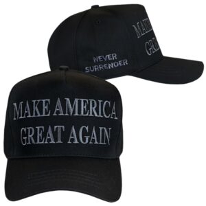 Never Surrender Black MAGA Hat