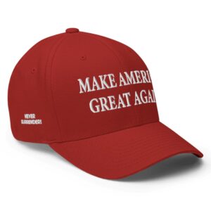 New Trump Never Surrender Red MAGA Structured Twill Cap