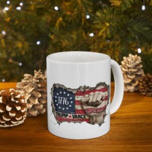 American Flag Coffee Cup, Political Gift for Trump and Vance Supporters