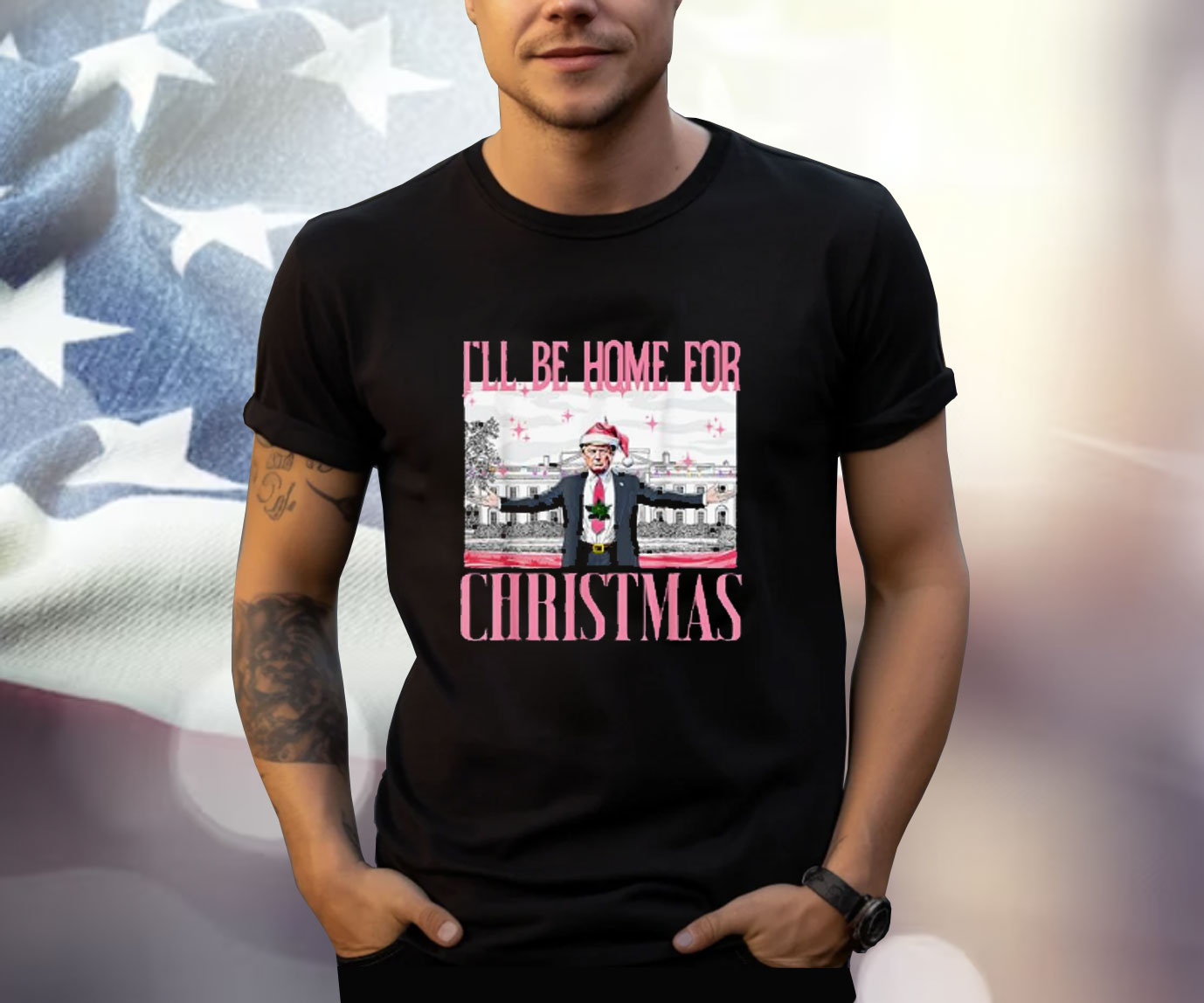 I'll Be Home For Christmas Santa Funny Trump Xmas Pajamas Shirt