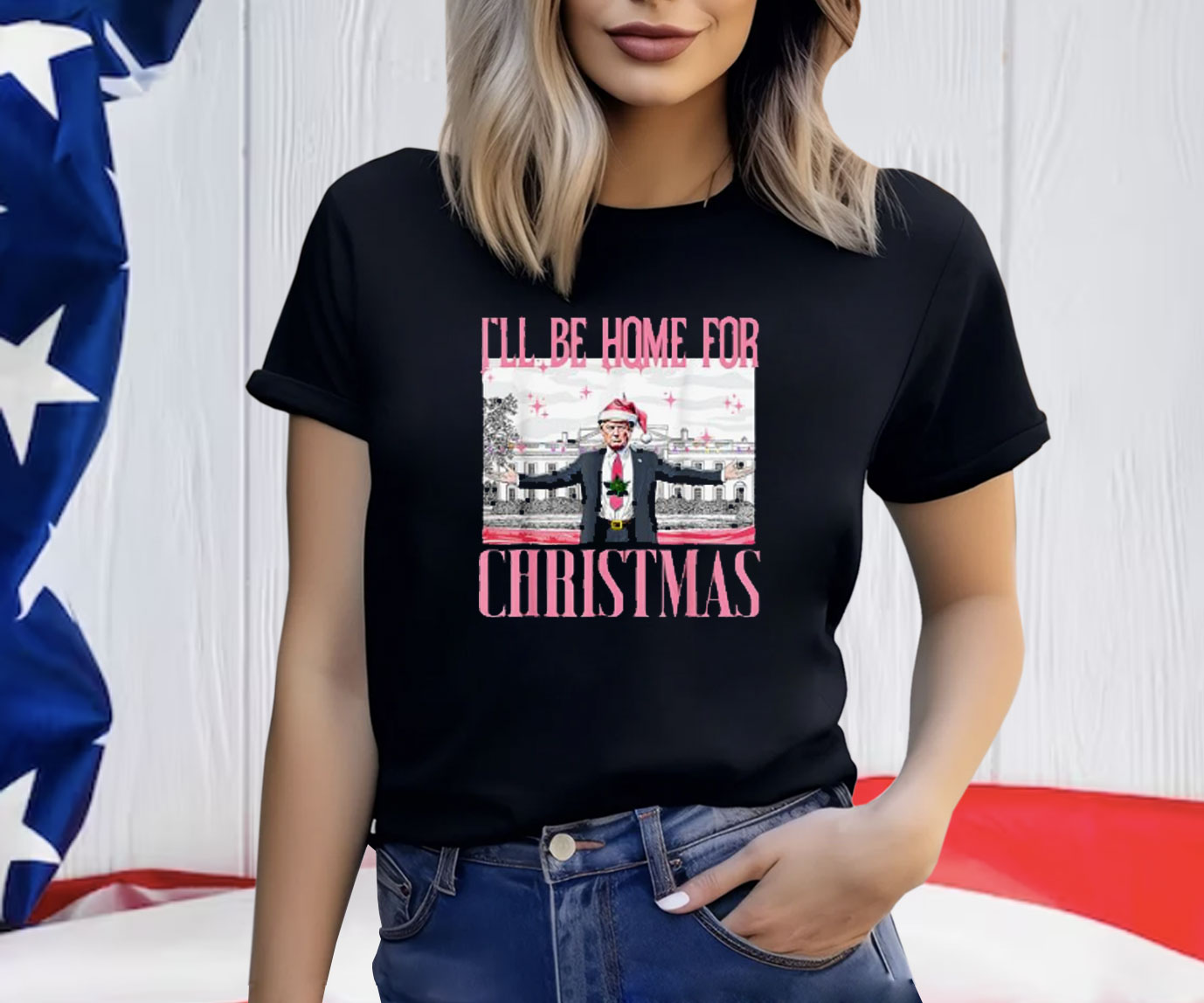 I'll Be Home For Christmas Santa Funny Trump Xmas Pajamas Shirt