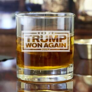 Trump Won Again 2024 Patriotic Whiskey Glass