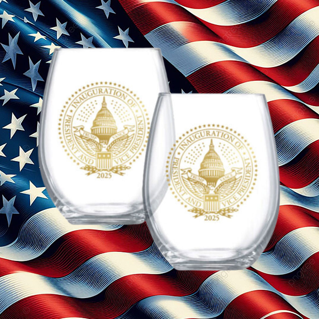 2025 Inauguration with Exclusive Trump Seal Wine Glasses