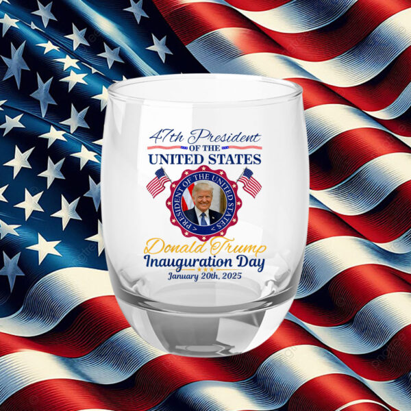 President Donald Trump Inauguration Day 2025 Memorabilia Whiskey Glass