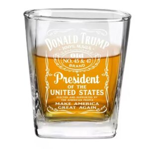 President Trump 45 & 47 MAGA Whiskey Glass