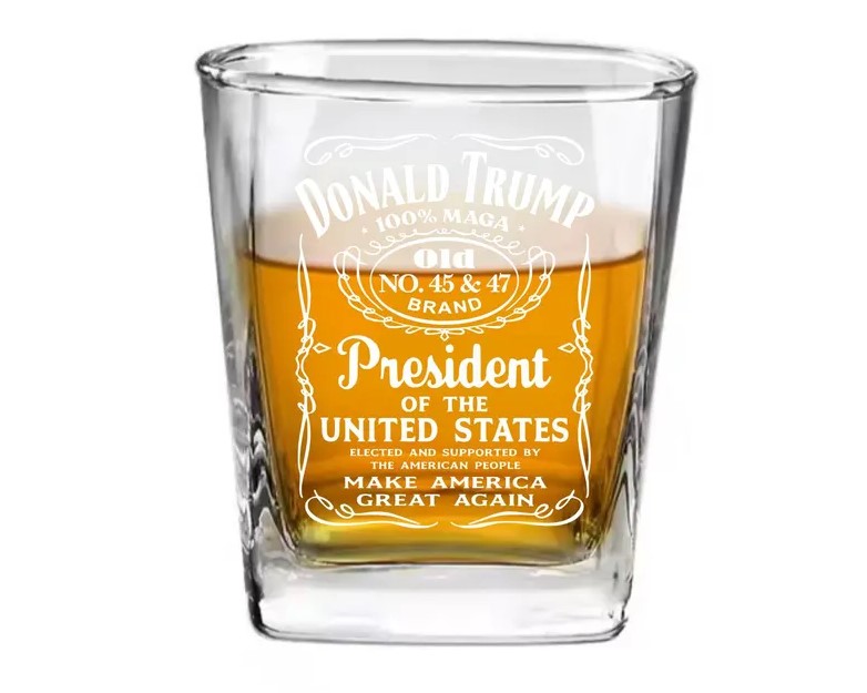 President Trump 45 & 47 MAGA Whiskey Glass