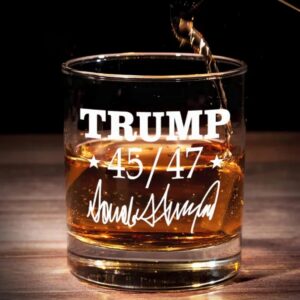 Trump 2024 45 47 Whiskey Glass, 47th US President Printed Wine Glass