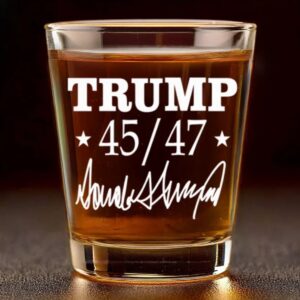 Trump 2024 45 47 Whiskey Glass, 47th US President Printed Wine Glass
