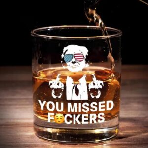 Trump You Missed Whiskey Glass, 45 47 President Trump Glass