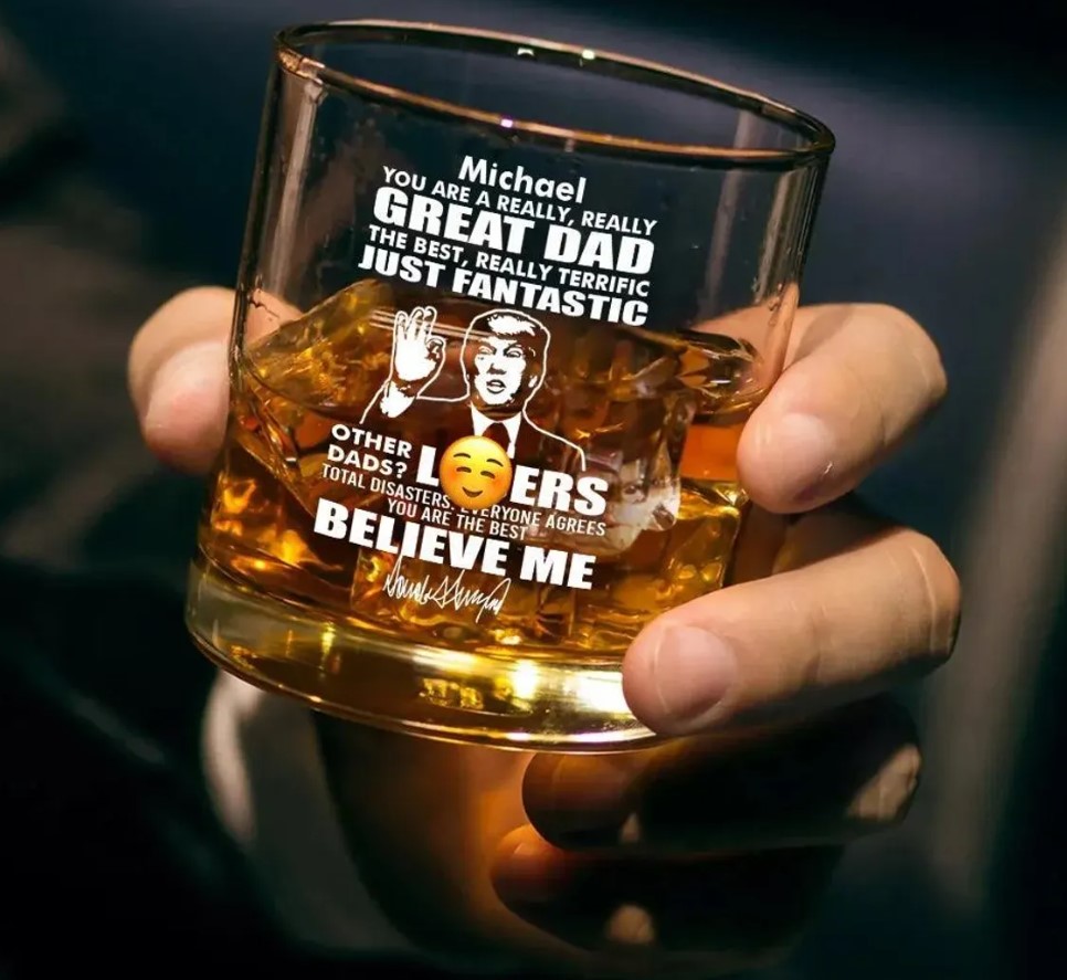 Personalized Trump Whiskey Glass, Custom Whiskey Glass