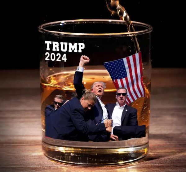Trump 2024 Whiskey Glass, President Trump Whiskey Glass