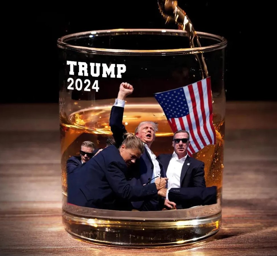 Trump 2024 Whiskey Glass, President Trump Whiskey Glass