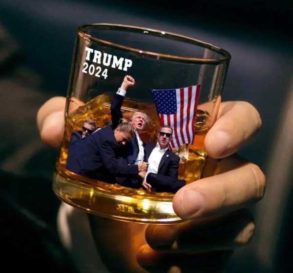 Trump 2024 Whiskey Glass, President Trump Whiskey Glass