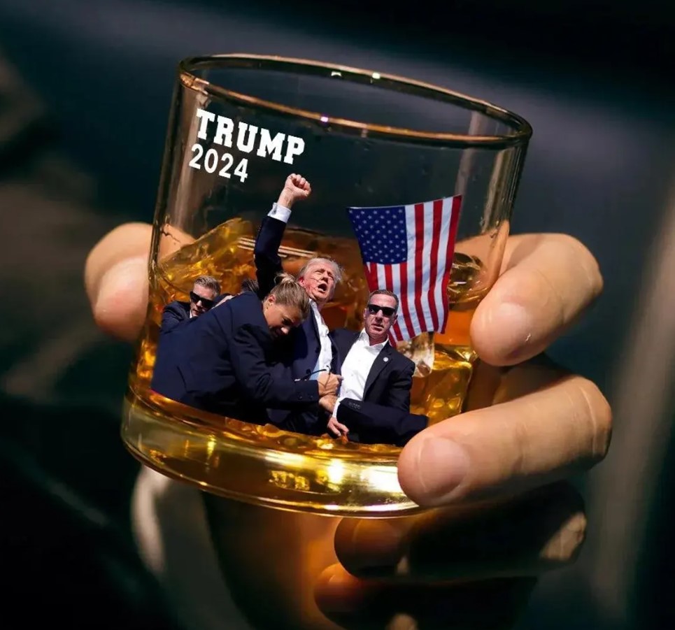 Trump 2024 Whiskey Glass, President Trump Whiskey Glass