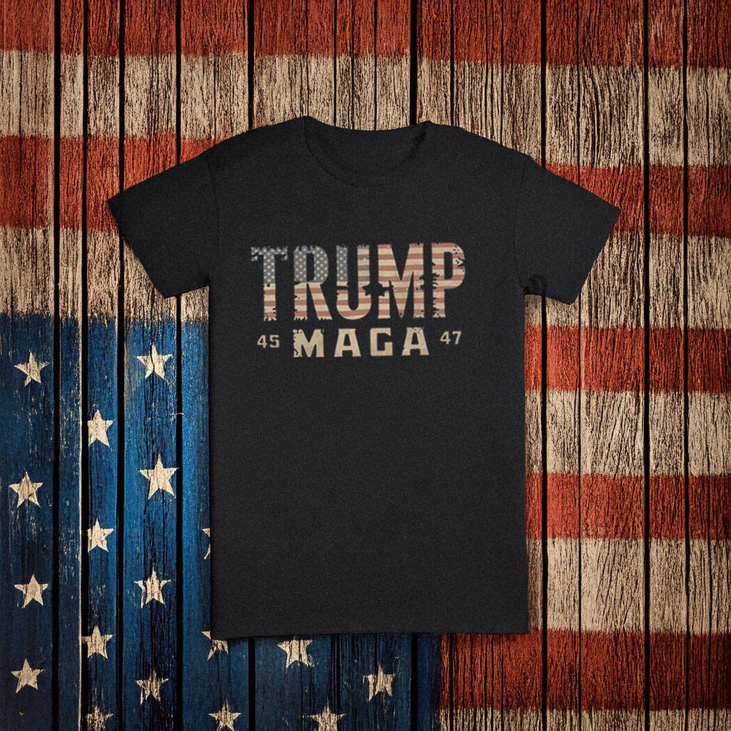 Trump 45-47 MAGA US Flag T-Shirt