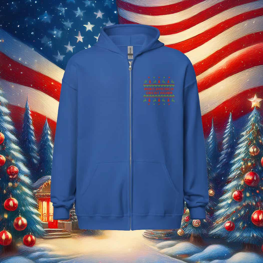 MAGA Christmas Sweater Zip Hoodie