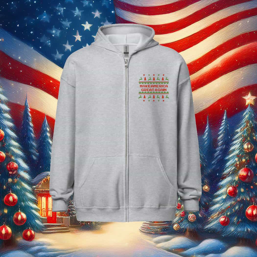 MAGA Christmas Sweater Zip Hoodie