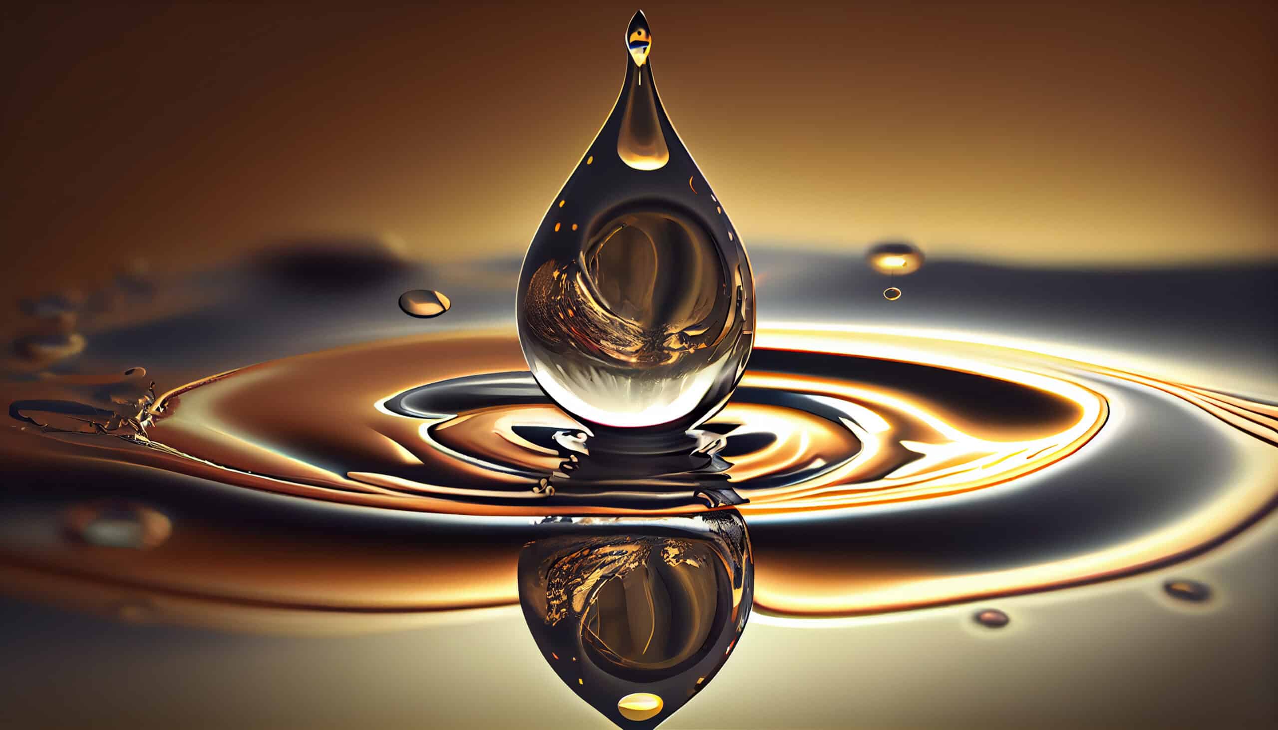 a droplet falls reflecting wave patterns on water generated by ai