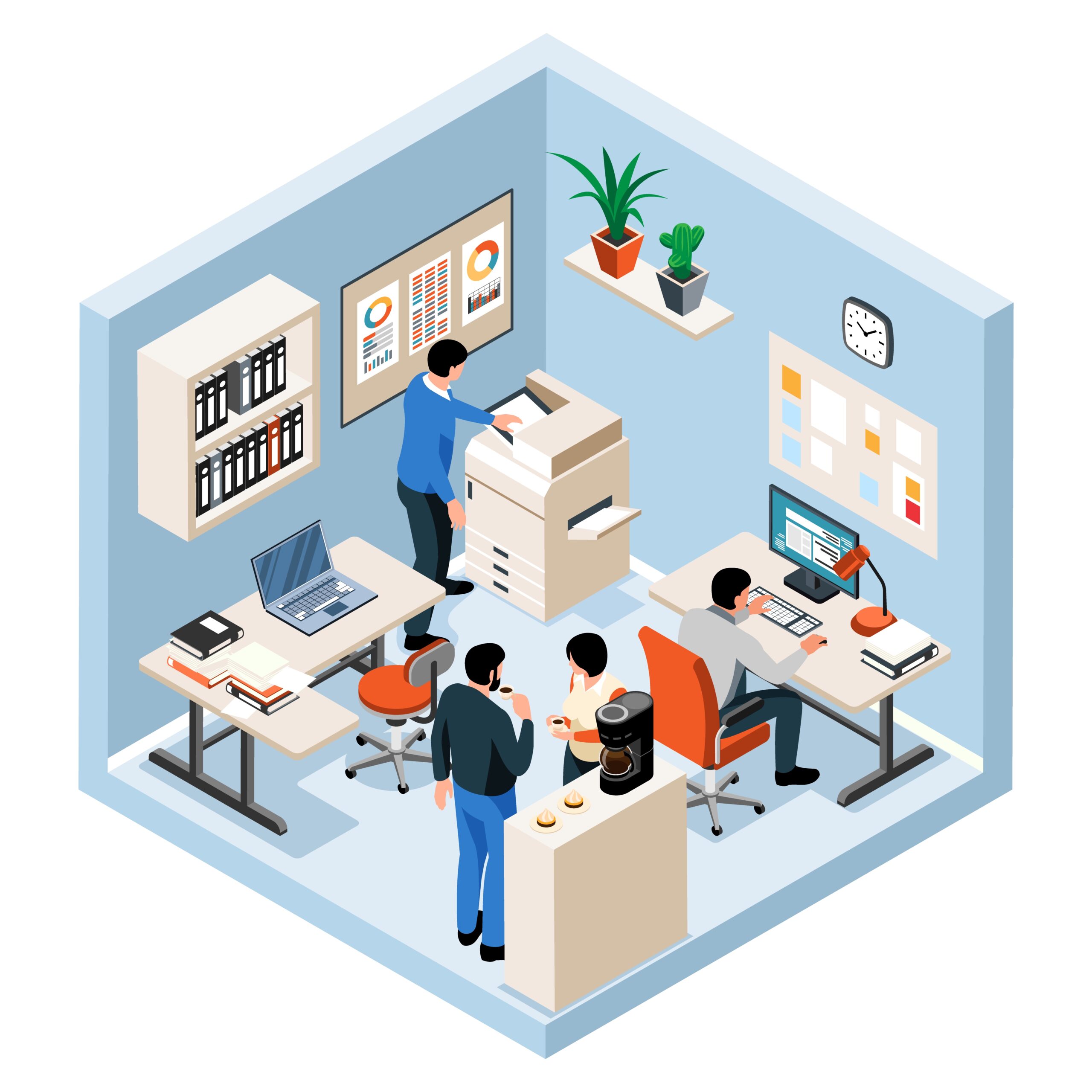 Home 1 Office People Isolated Isometric Object