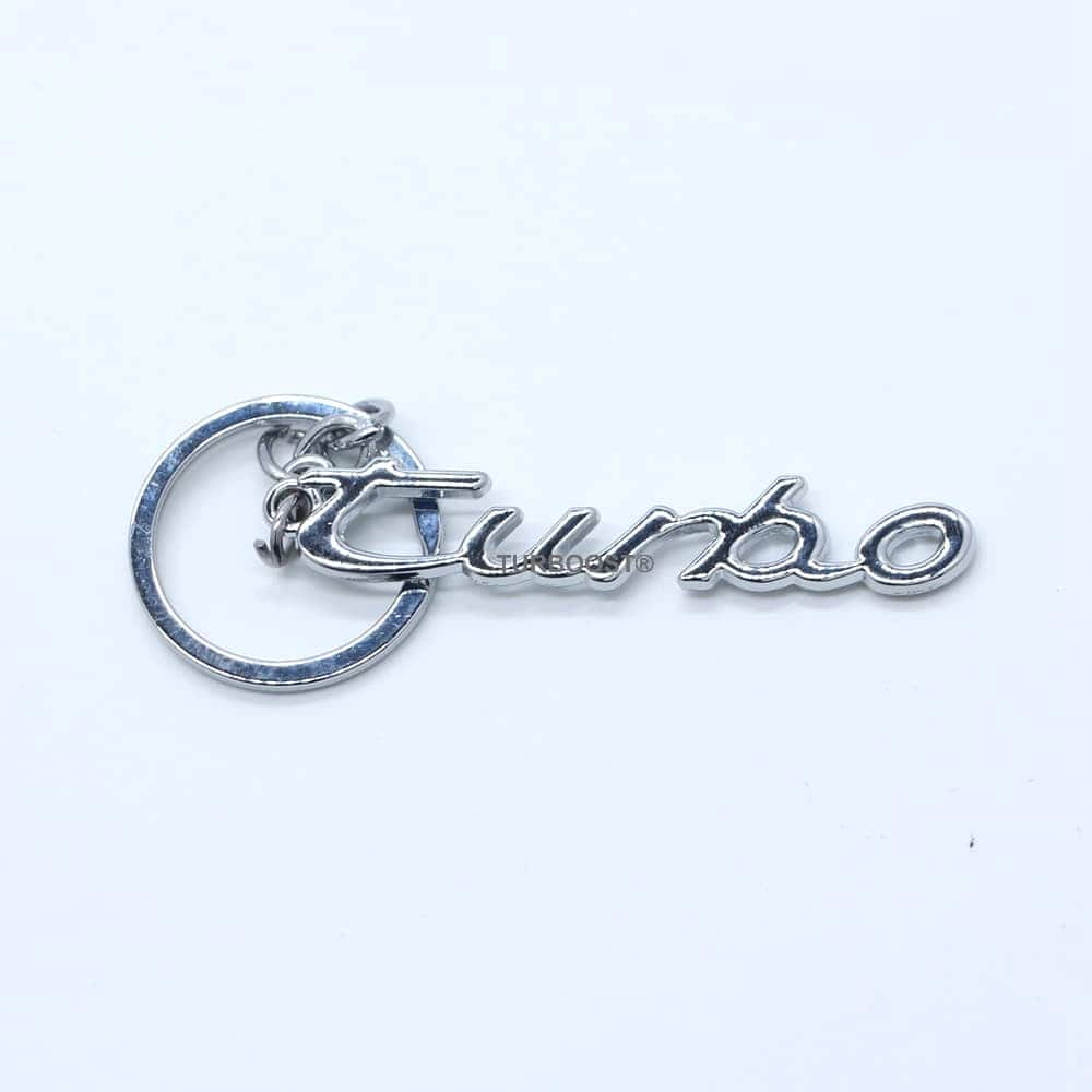 Silver metal TURBO letter keychain