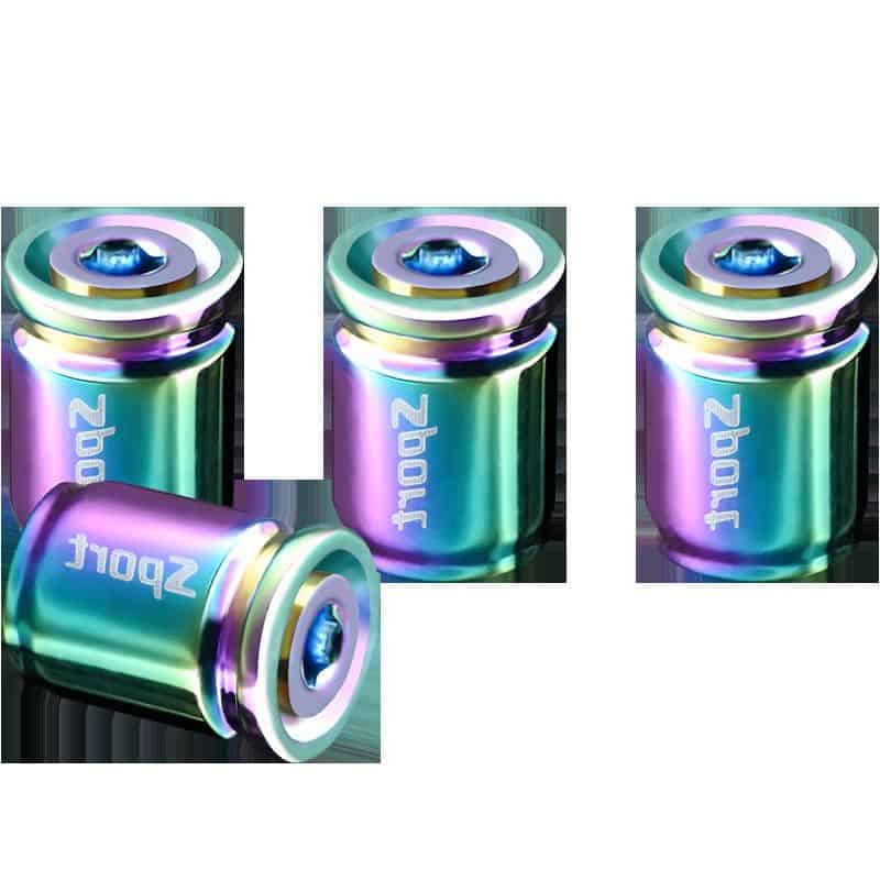 Neo-Chrome Rainbow Alloy Tire Valve Caps by TURBOOST