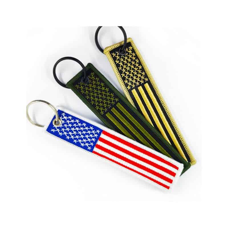 American Flag Jet Tag Keychain With Keyring