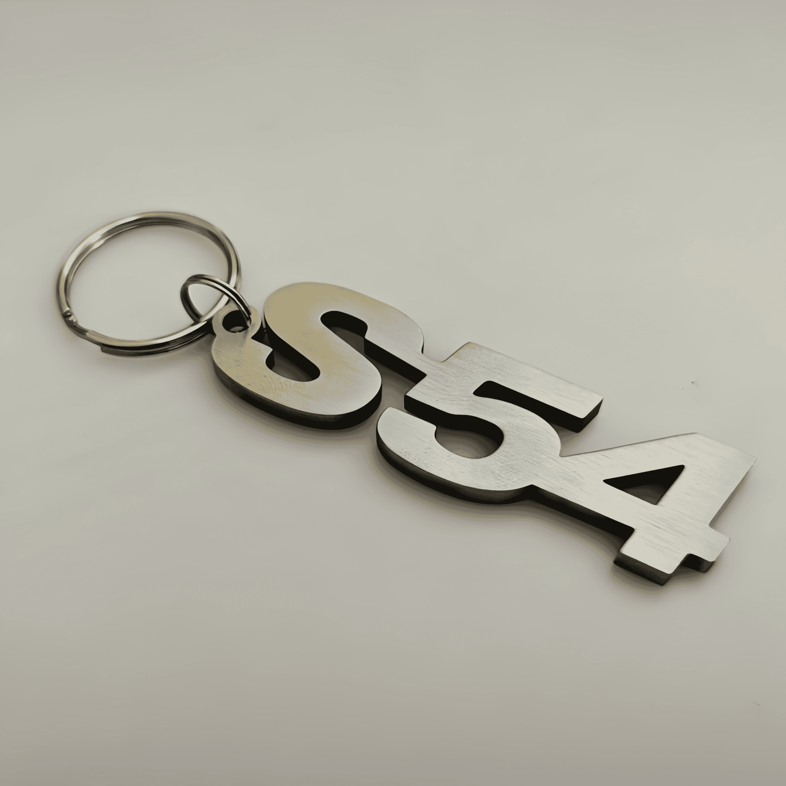 brushed stainless steel S54 keychain custom metal logo tag