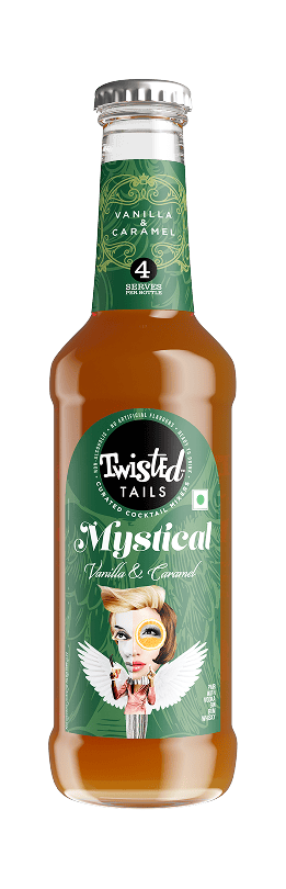 Vanilla and caramel cocktail drink from Twisted Tails, vegan-friendly beverage.