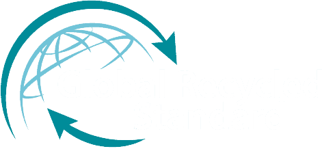 global_recycled Logotipo Global Recycled Standard: texto 'Global Recycled Standard' junto a un globo terráqueo estilizado con flechas verdes circulares