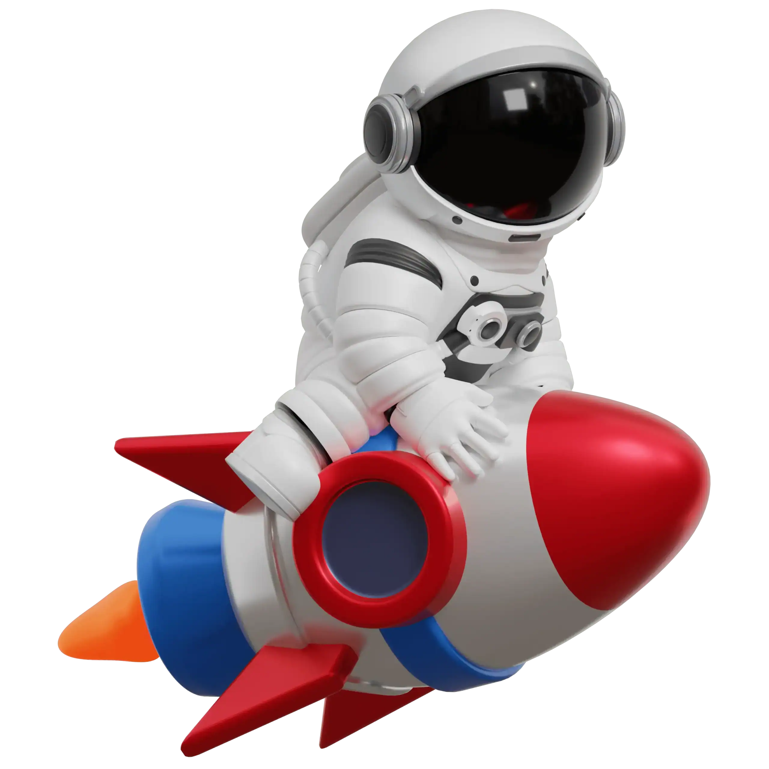 Astronauta despegando con cohete, simboliza crecimiento rápido de tu web